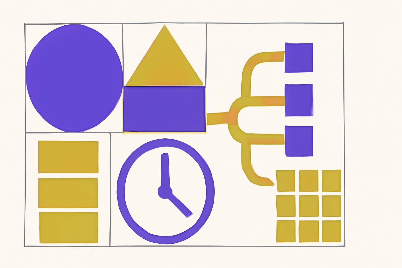 Editorial illustration in bauhaus-grid style depicting a resolver with per-target circuit breakers, timeouts, and a partial-results surface